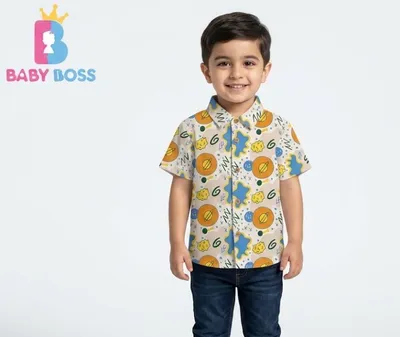 Boys' Saturn Planet & Abstract Print Short-Sleeve Seersucker Shirt