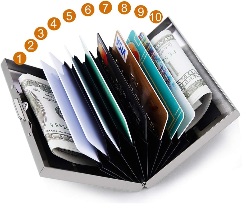 10-Slot Stainless Steel Credit Card Holder Wallet