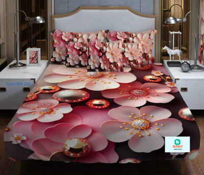 3D Waterproof Bedsheet (King Size 7x8 Feet) 4 piece set WB-103