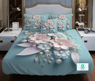 3D Waterproof Bedsheet (King Size 7x8 Feet) 4 piece set WB-05