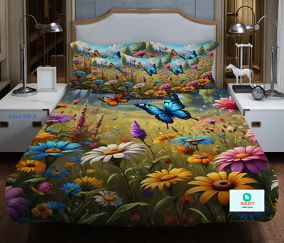 3D Waterproof Bedsheet (King Size 7x8 Feet) 4 piece set WB-09