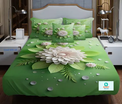 3D Waterproof Bedsheet (King Size 7x8 Feet) 4 piece set WB-10