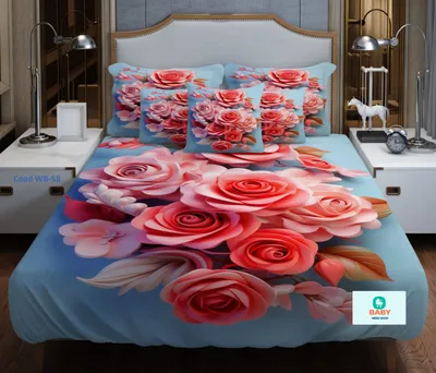 3D Waterproof Bedsheet (King Size 7x8 Feet) 4 piece set WB-58