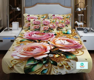 3D Waterproof Bedsheet (King Size 7x8 Feet) 4 piece set WB-105