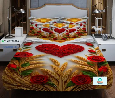 3D Waterproof Bedsheet (King Size 7x8 Feet) 4 piece set WB-116