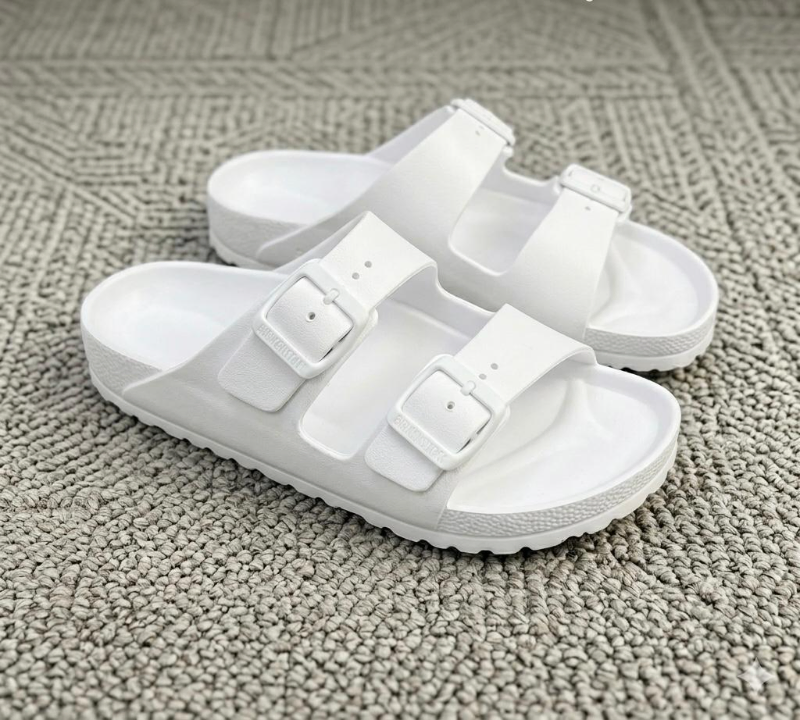  Birkenstock Arizona EVA Sandals – Two-Strap, Waterproof, White & Grey