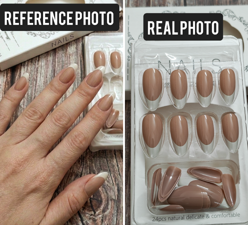 ALMOND SHAPE NUDE FRENCH NAIL 