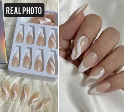 Spiral Almond  Tip French Nail