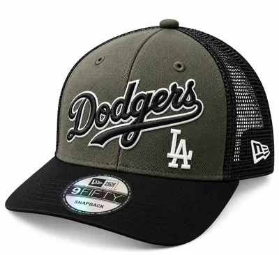 New Era 9FIFTY Black LA Dodgers Script Trucker Snapback Cap