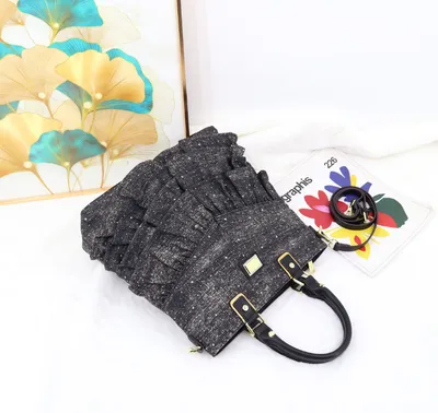  Flouncing Denim Material Hand Bag