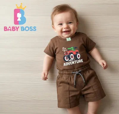 Baby Boss Boys Brown Adventure T-Shirt & Shorts Set