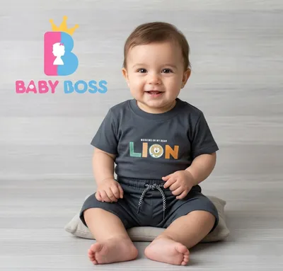 Baby Boss Boys Navy Blue Lion T-Shirt & Shorts Set