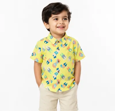 Baby Boss Boys Travel Print Half Sleeve Shirt