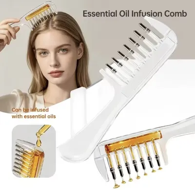 Transparent Refillable Hair Oil Applicator Comb