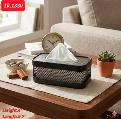  Black Metal Mesh Tissue Box Holder | Modern Minimalist Home & Office Decor