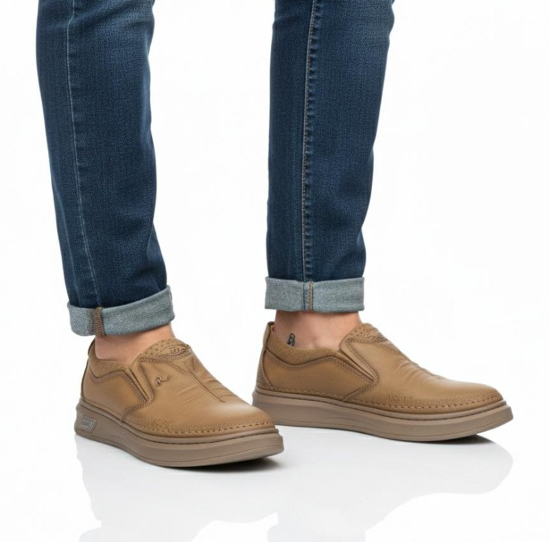 Royal Cobbler Brown Men Leather Slip-On Casual Shoes — Rugged Outdoor Design