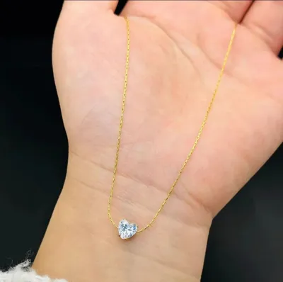 White Stone Heart Neck Chain Pendant