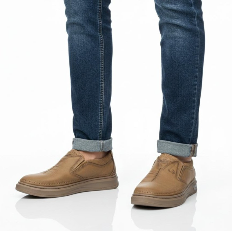 Royal Cobbler Brown Men Leather Slip-On Casual Shoes — Rugged Outdoor Design