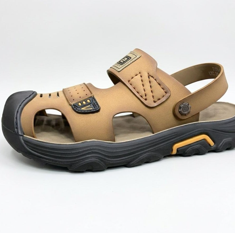 Brown Outdoor Sandals Rugged Slip-On with Traction Sole 