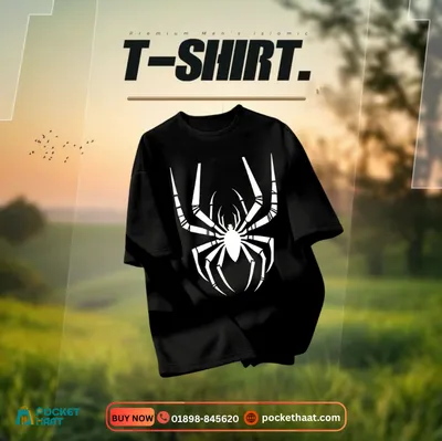 Premium "Spider Silhouette" Black Drop Shoulder T-Shirt – Urban Edge Streetwear