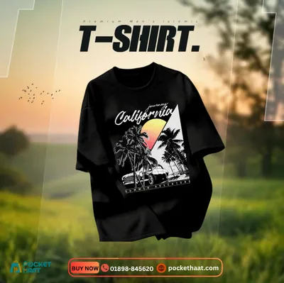 Premium "California Journey" Black Drop Shoulder T-Shirt – Summer Adventure Edition