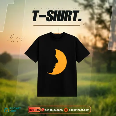 Premium "Crescent Face" Black T-Shirt – Minimalist Celestial Streetwear