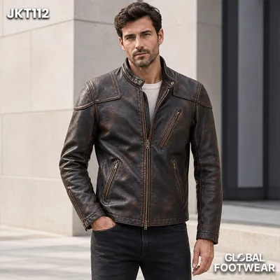 Men's Genuine Cowhide Motorcycle Leather Jacket