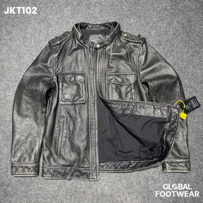 Ameikaji vintage first layer pure cowhide leather men's jacket