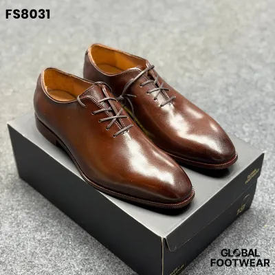 Leather shoes men's one-piece Oxford Formal shoes Brown