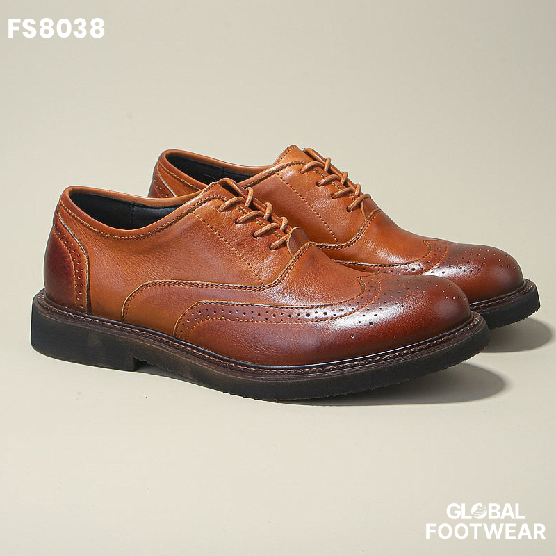Brogue derby first layer cowhide  leather formal shoes