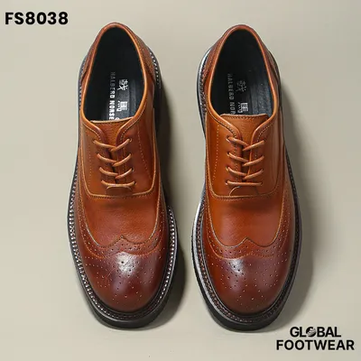 Brogue derby first layer cowhide  leather formal shoes