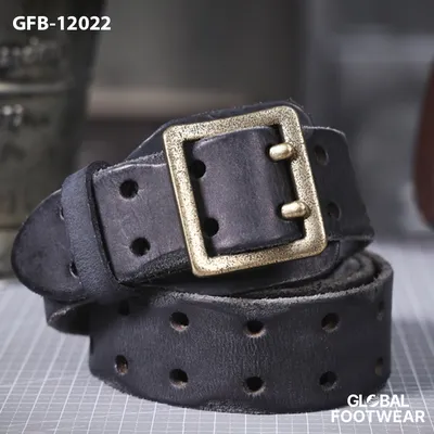 American Style Genuine Leather Men's Copper Buckle Belt