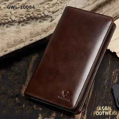 Men's Wallet Long Top Layer Cowhide Clutch Leather Zipper Wallet