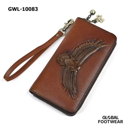 Men's Genuine Leather Clutch Zipper Retro Long Wallet