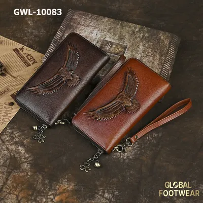 Men's Genuine Leather Clutch Zipper Retro Long Wallet