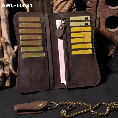 Crazy Horse Leather Vintage Style  Strap Anti-Theft Wallet