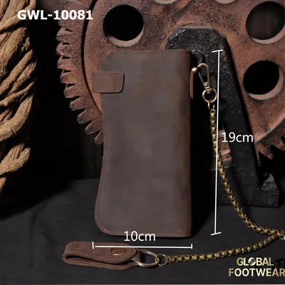 Crazy Horse Leather Vintage Style  Strap Anti-Theft Wallet