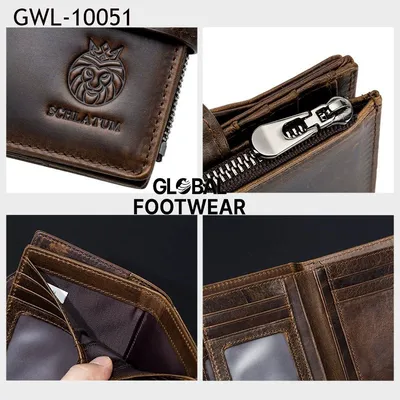 American retro men's Genuine Leather RFID anti-theft brush wallet