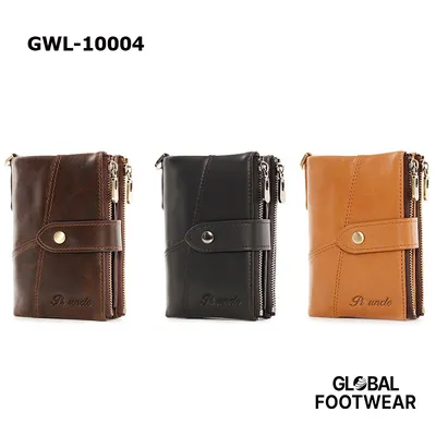 Genuine Leather Multi-card Slot Men's Short Zipper Wallet