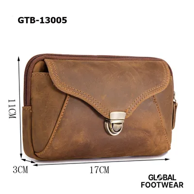 Genuine Leather Men's Wearing Belt Waist Crossbody Bag