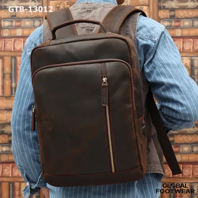 Men's Genuine Leather 15.6inch  large capacity Travel Bag