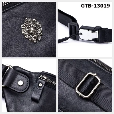 Men's Genuine Leather  Lion Leiden  Multifunctional Sports  Crossbody Chest Bag