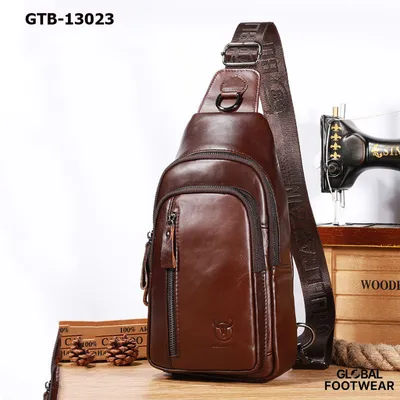 Captain Niu Men's Genuine Leather Shoulder Crossbody Chest Bag