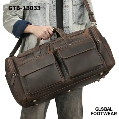 Men's Genuine Leather Premium Durable Multi-Functional Travel Bag