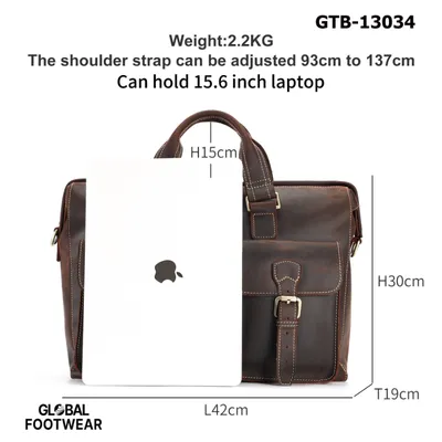Men's Genuine Leather Large-Capacity Business Commuting Shoulder Bag