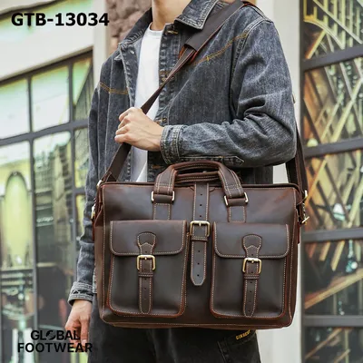 Men's Genuine Leather Large-Capacity Business Commuting Shoulder Bag