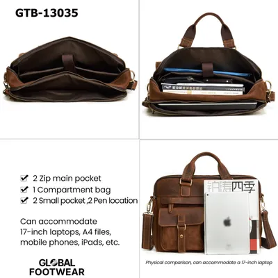 Genuine Leather Men’s Multi-Functional Laptop Bag