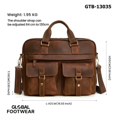 Genuine Leather Men’s Multi-Functional Laptop Bag