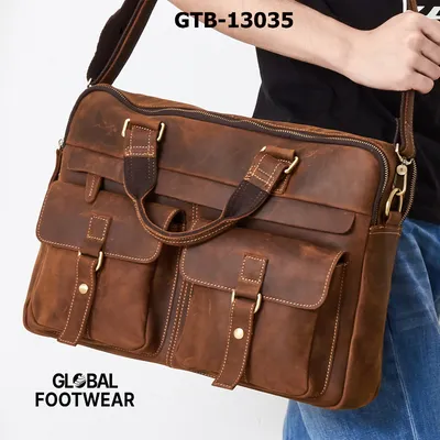 Genuine Leather Men’s Multi-Functional Laptop Bag