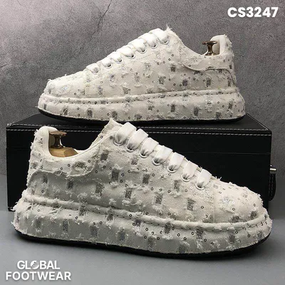 European Men's Thick-Soled White Shoes